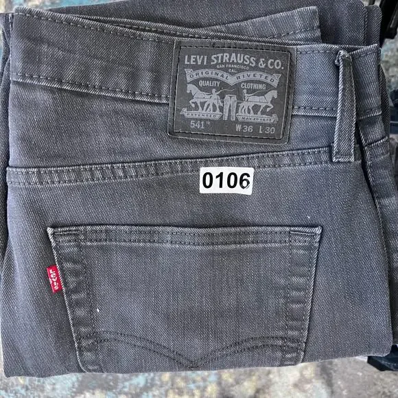Levis 541 Jeans Mens 36x30 Black Gray Athletic Tapered‎ Mid Rise Stretch Denim - Picture 11 of 11